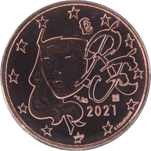 Франция 1 Евро цент (2021) KM#