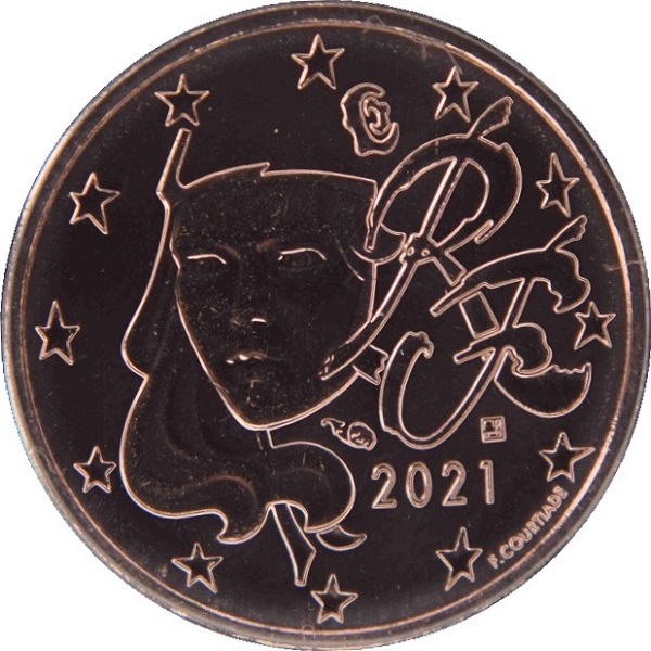 Франция 2 Евро цент (2021) KM#