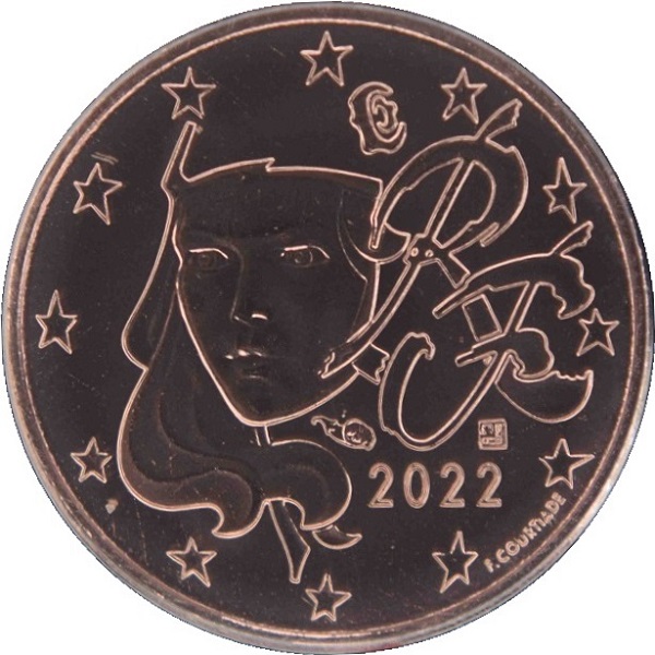 France 1 Euro cent (2022) KM#