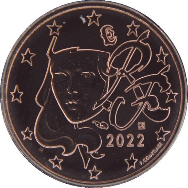 Франция 2 Евро цент (2022) KM#