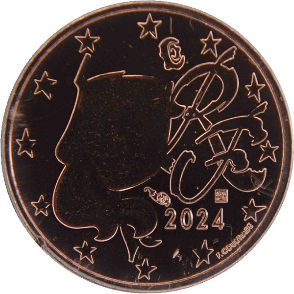 Франция 1 Евро цент (2024) KM#