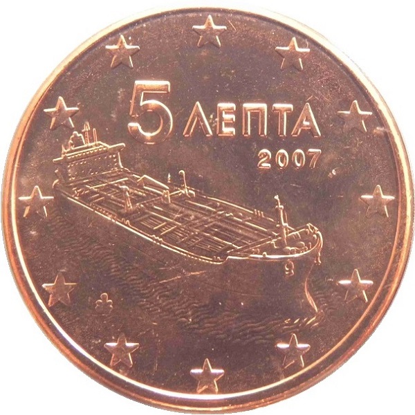 Greece 5 Euro cent (2007) KM#