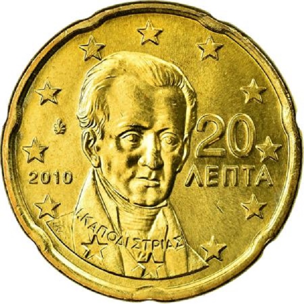 Greece 20 Euro cent (2010) KM#