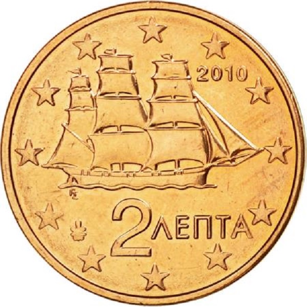 Greece 2 Euro cent (2010) KM#