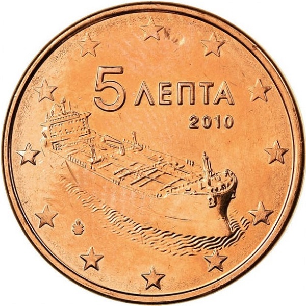 Greece 5 Euro cent (2010) KM#
