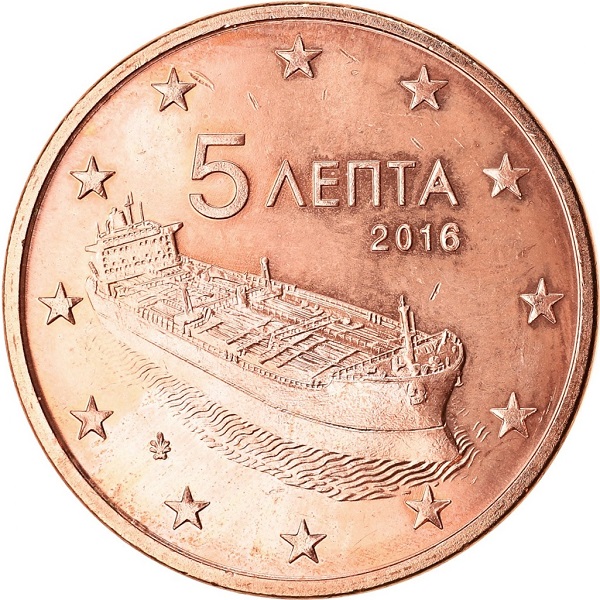 Greece 5 Euro cent (2016) KM#