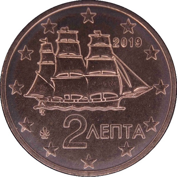 Греция 2 Евро цент (2019) KM#