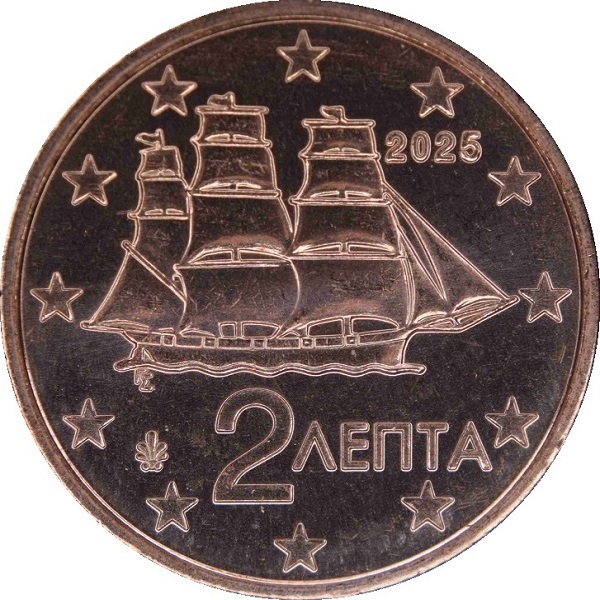 Греция 2 Евро цент (2025) КМ#