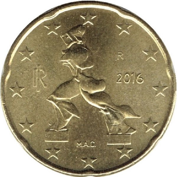 Италия 20 Евро цент (2016) KM#