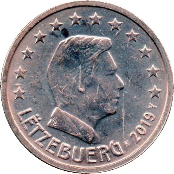 Люксембург 2 Евро цент (2019) KM#
