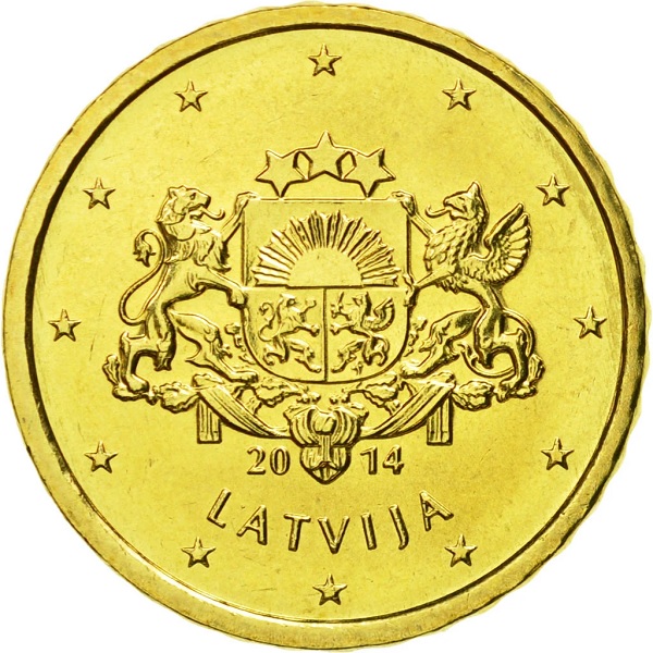 Латвия 10 Евро цент (2014) KM#