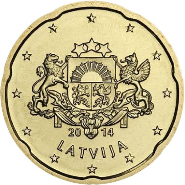 Латвия 20 Евро цент (2014) KM#