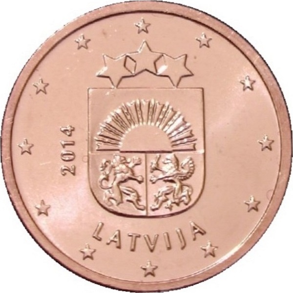 Латвия 2 Евро цент (2014) KM#