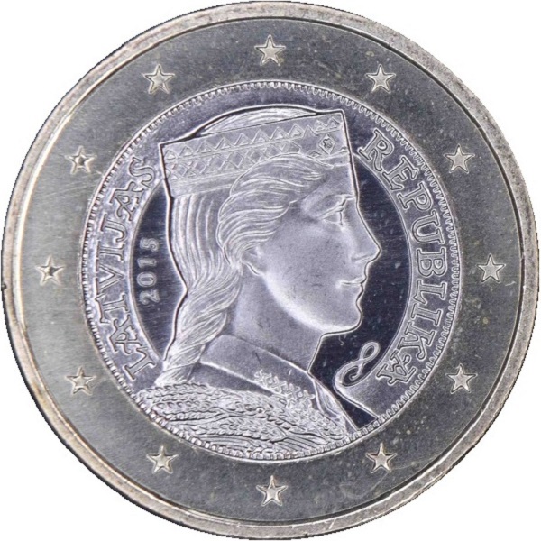 Латвия 1 Евро (2015) KM#