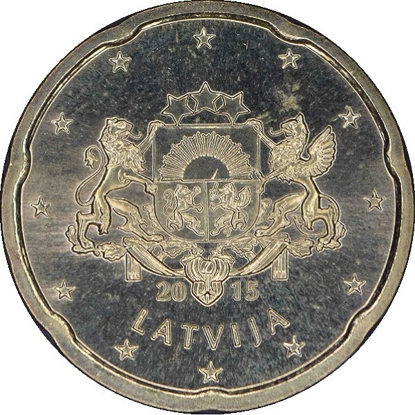 Латвия 20 Евро цент (2015) KM#