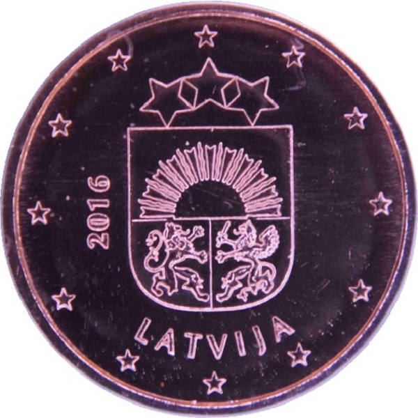 Латвия 1 Евро цент (2016) KM#