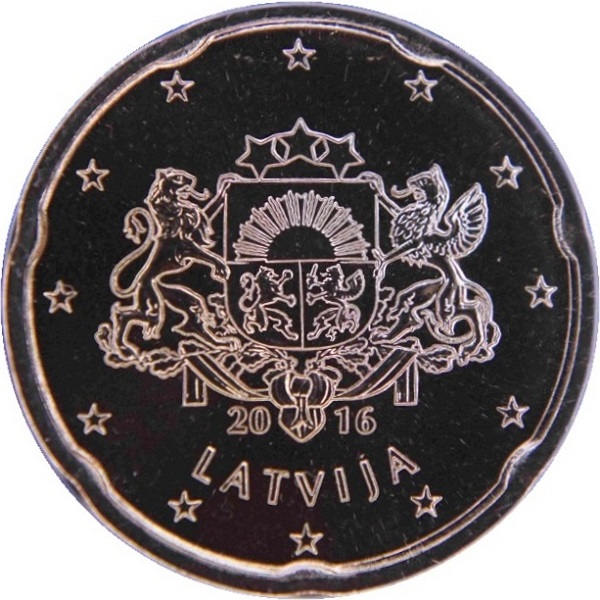 Латвия 20 Евро цент (2016) KM#
