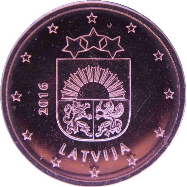 Латвия 2 Евро цент (2016) KM#