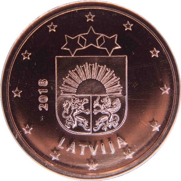 Латвия 1 Евро цент (2018) KM#