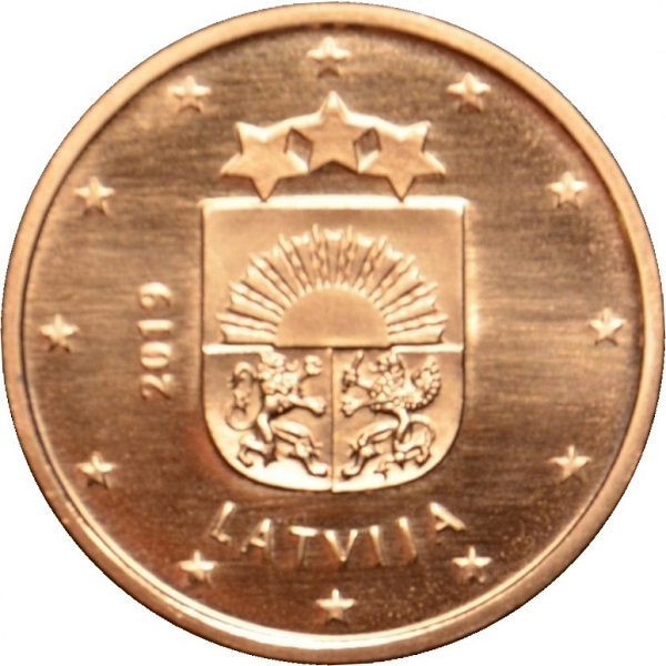 Латвия 1 Евро цент (2019) KM#