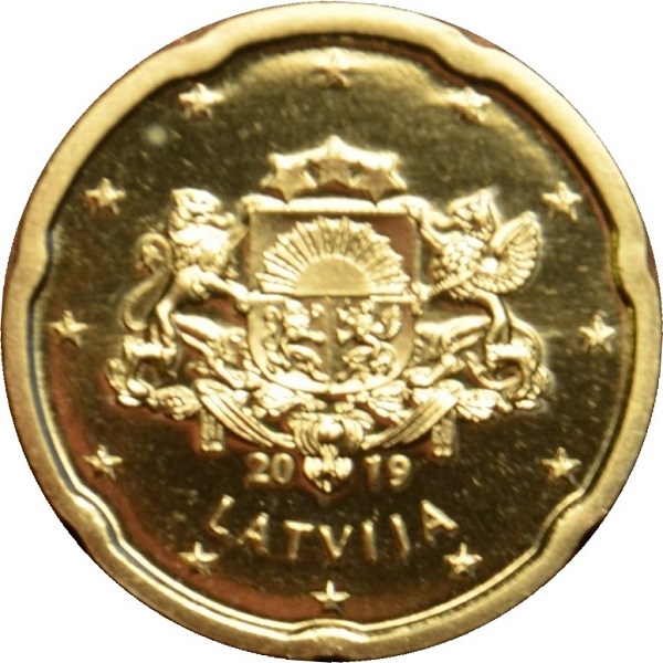 Латвия 20 Евро цент (2019) KM#