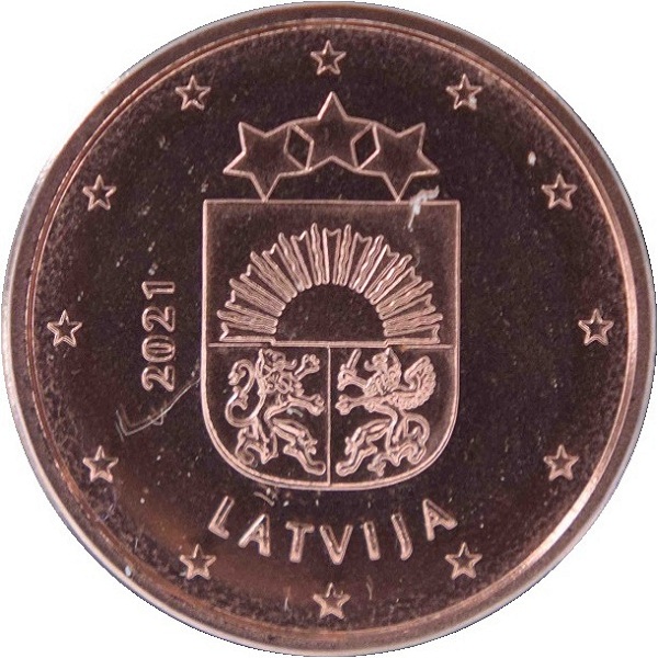 Латвия 1 Евро цент (2021) KM#