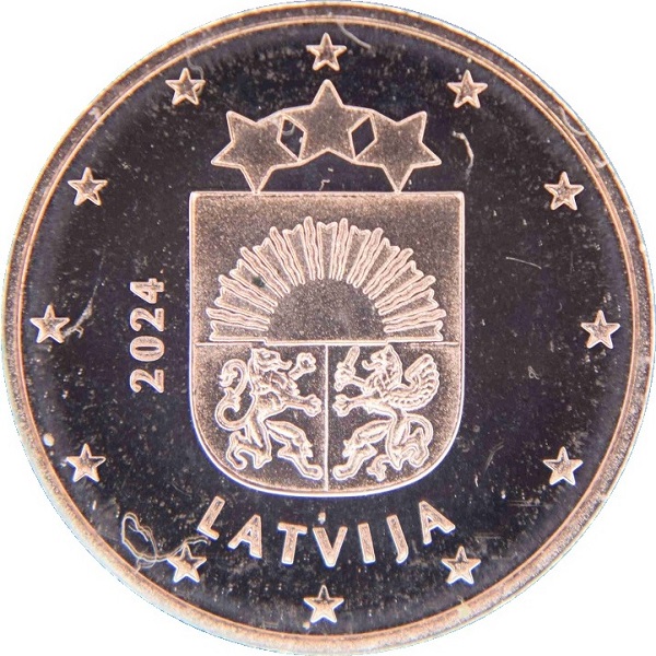 Латвия 1 Евроцент (2024) KM#