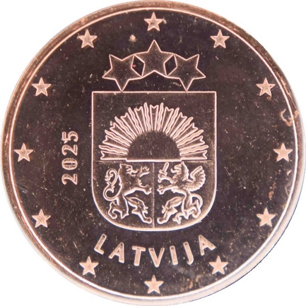 Латвия 1 Евроцент (2025) KM#