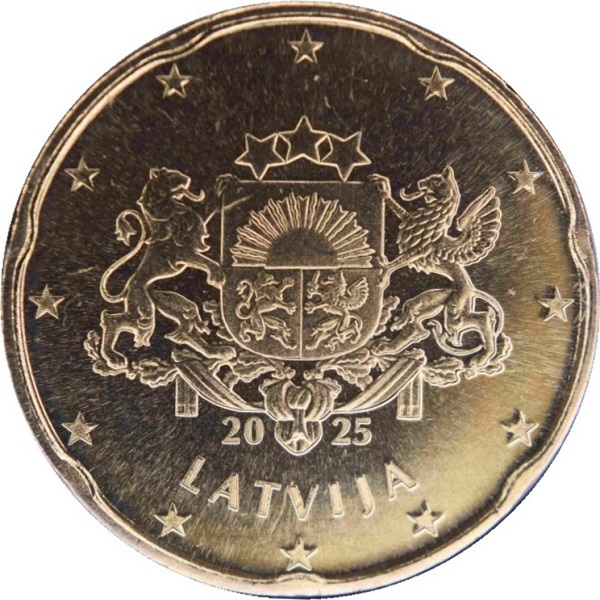 Латвия 20 Евроцент (2025) KM#
