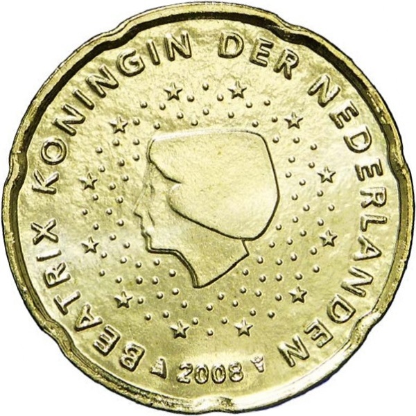 Нидерланды 20 Евро цент (2008) KM#