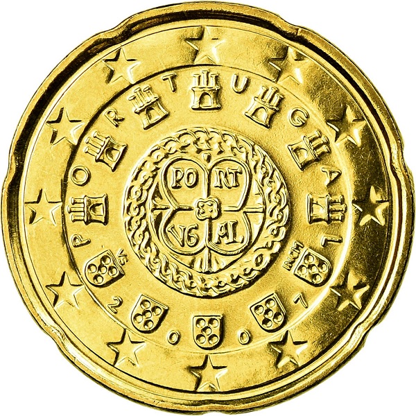 Португалия 20 Евро цент (2007) KM#