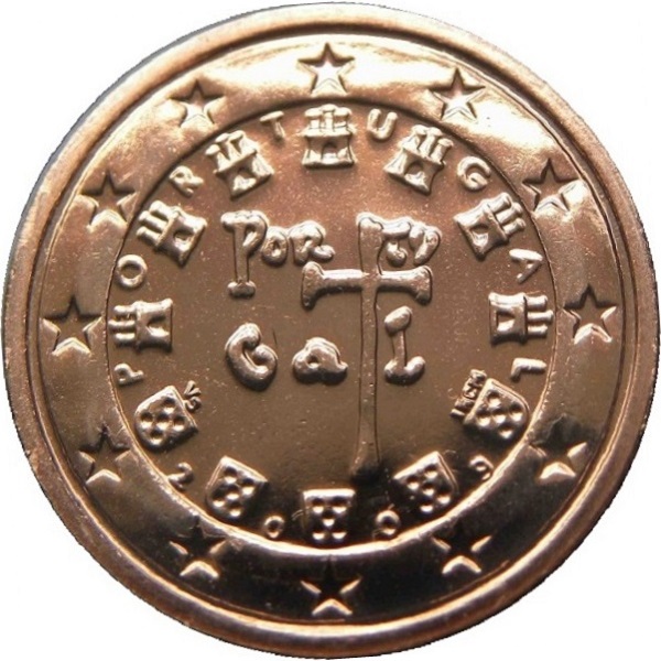 Португалия 1 Евро цент (2009) KM#