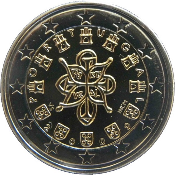 Португалия 2 Евро (2009) KM#