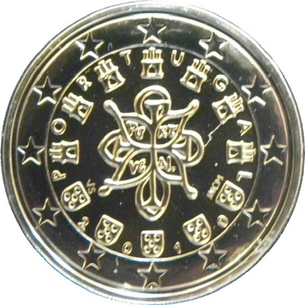 Португалия 2 Евро (2010) KM#
