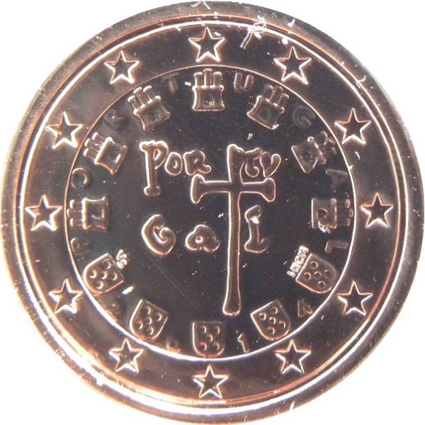 Португалия 1 Евро цент (2014) KM#