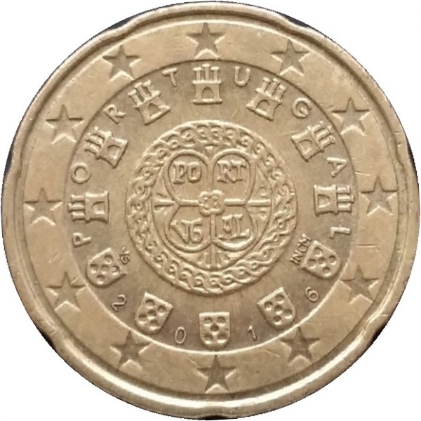 Португалия 20 Евро цент (2016) KM#