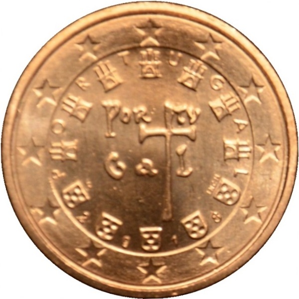 Portugal 1 Euro cent (2018) KM#