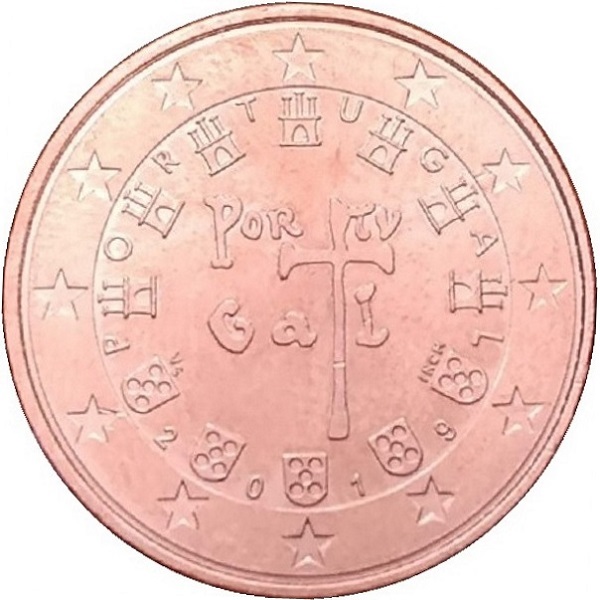 Португалия 5 Евро цент (2019) KM#