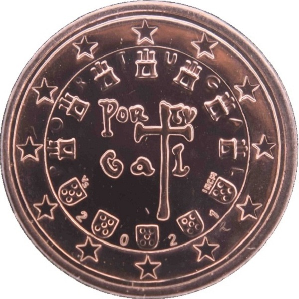 Португалия 1 Евро цент (2021) KM#