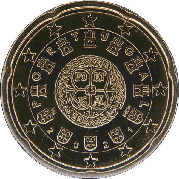 Португалия 20 Евро цент (2021) KM#