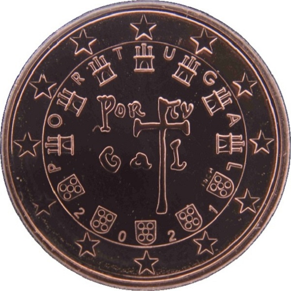 Португалия 2 Евро цент (2021) KM#