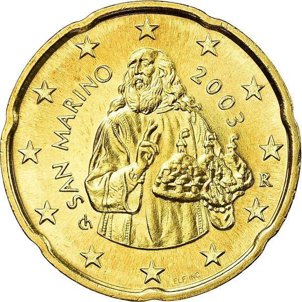 Сан-Марино 20 Евро цент (2003) KM#