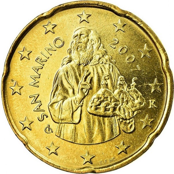 Сан-Марино 20 Евро цент (2007) KM#