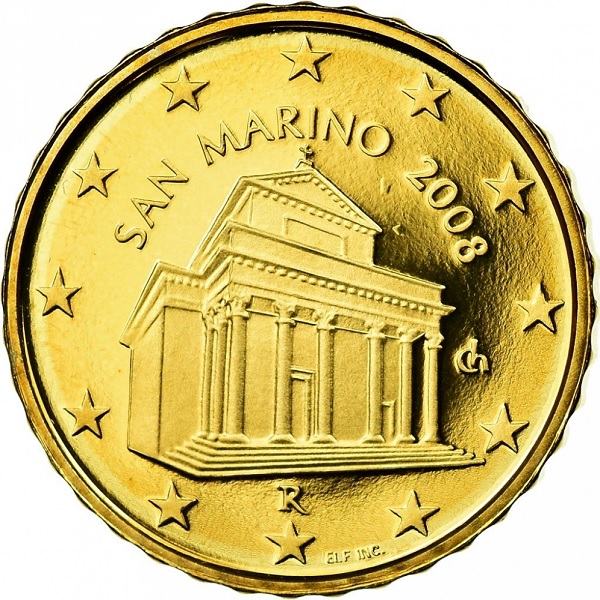 Сан-Марино 10 Евро цент (2008) KM#