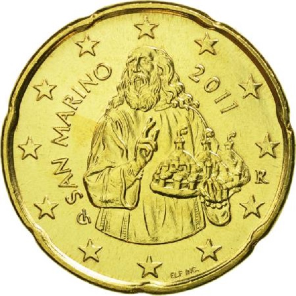 Сан-Марино 20 Евро цент (2011) KM#