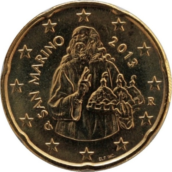 Сан-Марино 20 Евро цент (2013) KM#