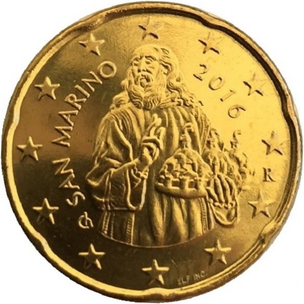 San Marino 20 Euro cent (2016) KM#