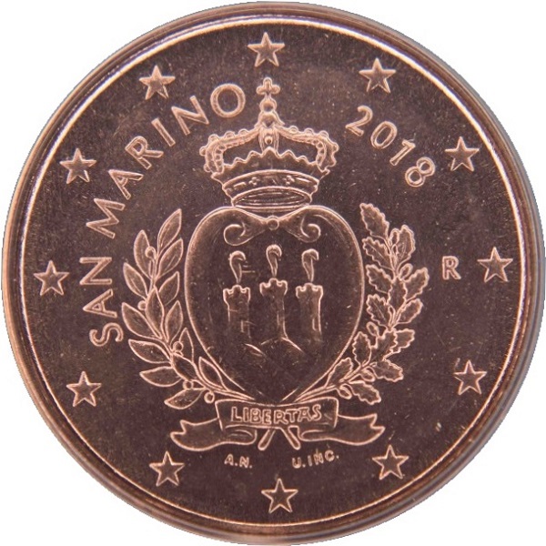 Сан-Марино 1 Евро цент (2018) KM#