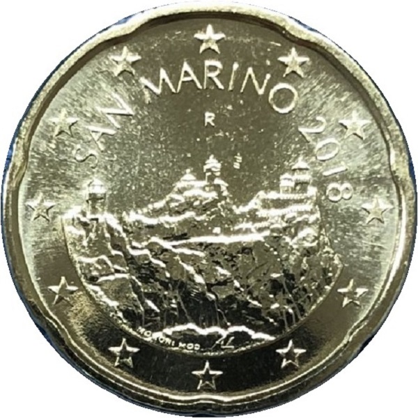 Сан-Марино 20 Евро цент (2018) KM#