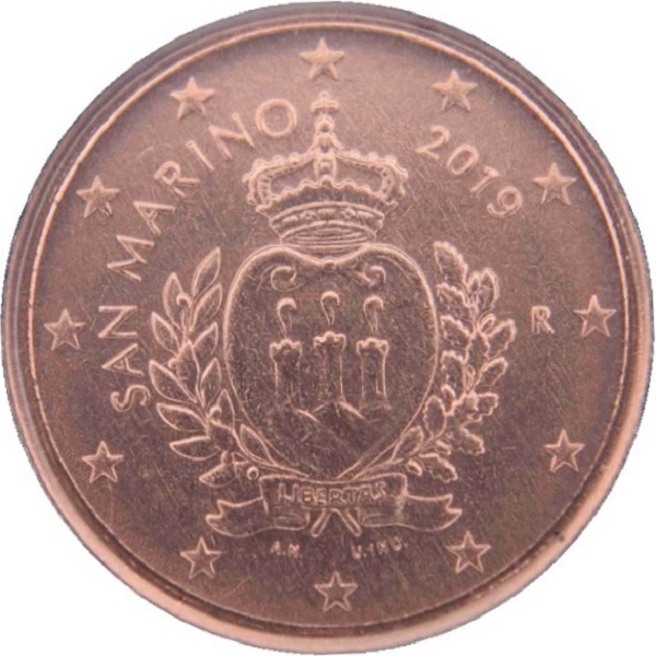 Сан-Марино 1 Евро цент (2019) KM#